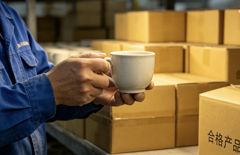 Mug Customization and Printing a close-up of a multi-color logo being applied to a ceramic mug