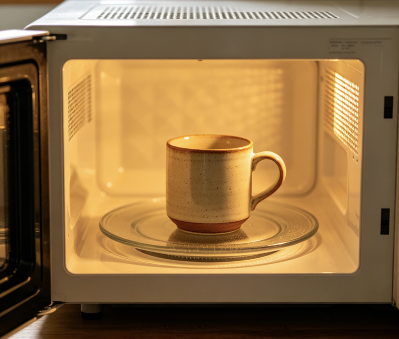 Ceramic Mug Durability Testing A close-up of a dishwasher testing a ceramic mug's decal