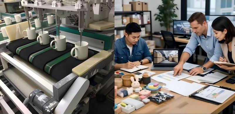 Manufacturer vs Trading Company for Ceramic Mugs Ceramic mugs being inspected in a factory