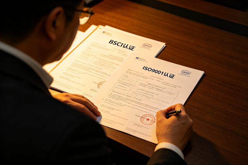Supplier verification checklist A buyer examining a supplier's product safety test report on a laptop