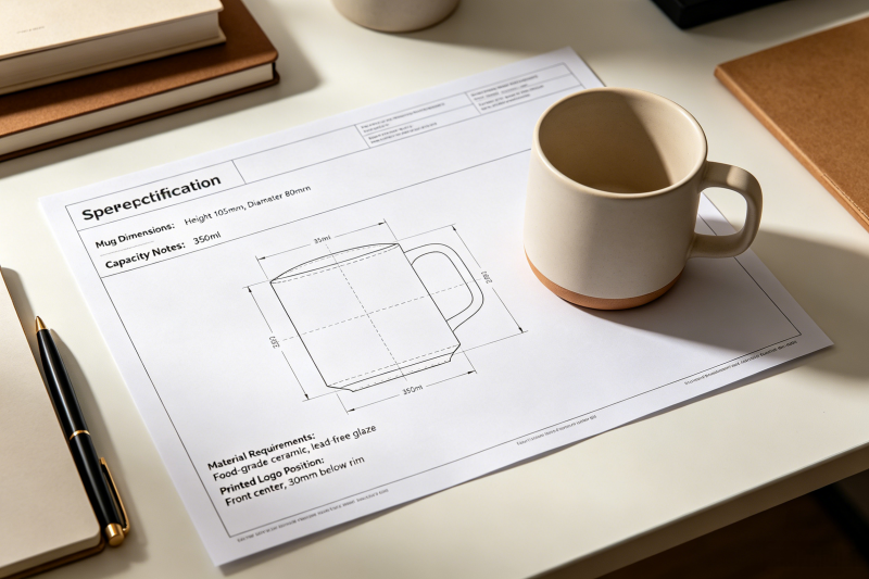 Ceramic Mug Technical Specification A technical drawing or specification sheet for a ceramic mug
