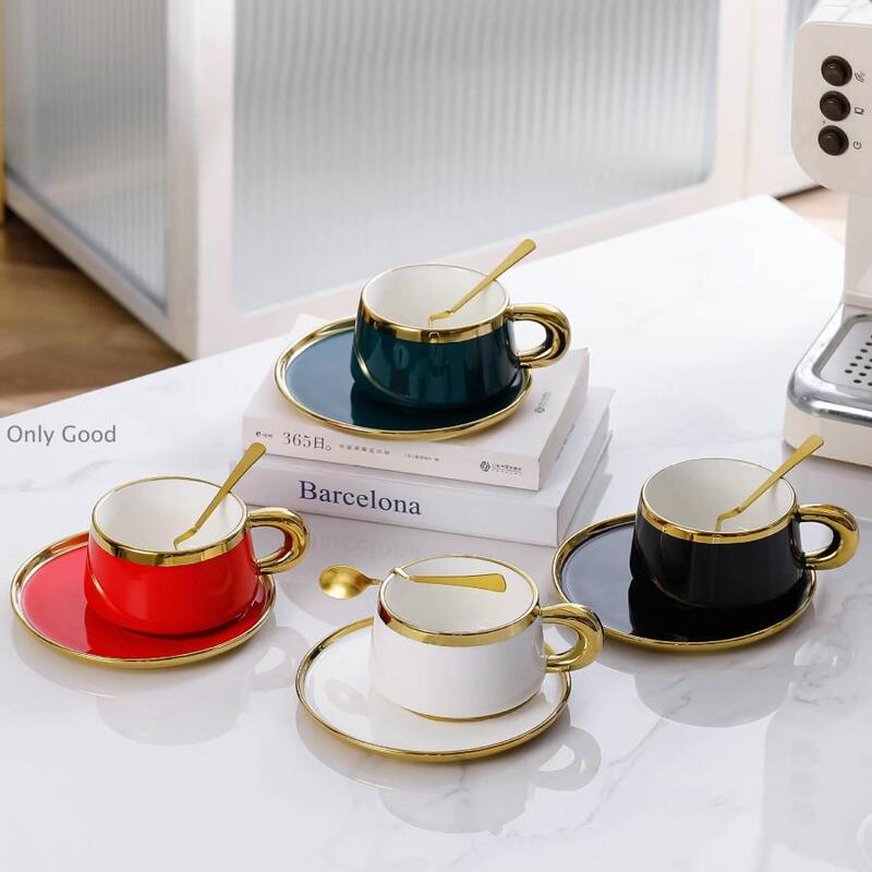 Ceramic mug with metallic rim decoration that should not be microwaved