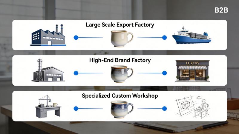 diagram showing the three types of ceramic mug factories