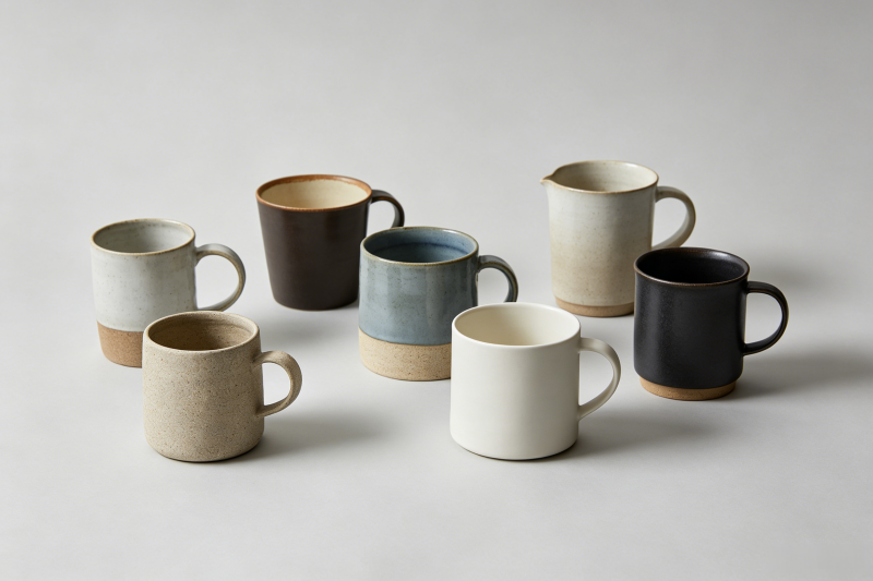 Types of Ceramic Coffee Mugs A collection of different ceramic mugs showcasing various materials and glazes