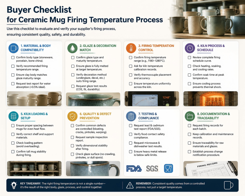 Buyer checklist for ceramic mug firing temperature process supplier audit checklist focused on ceramic mug firing temperature process