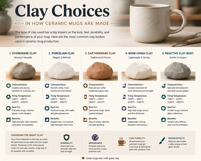 Clay choices in how ceramic mugs are made How ceramic mugs are made with different clay bodies — porcelain vs stoneware