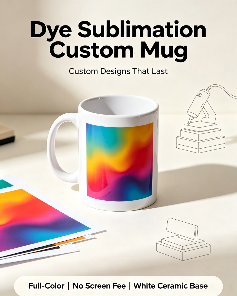 Dye Sublimation Custom Mug A custom mug with a detailed photographic print made with dye sublimation
