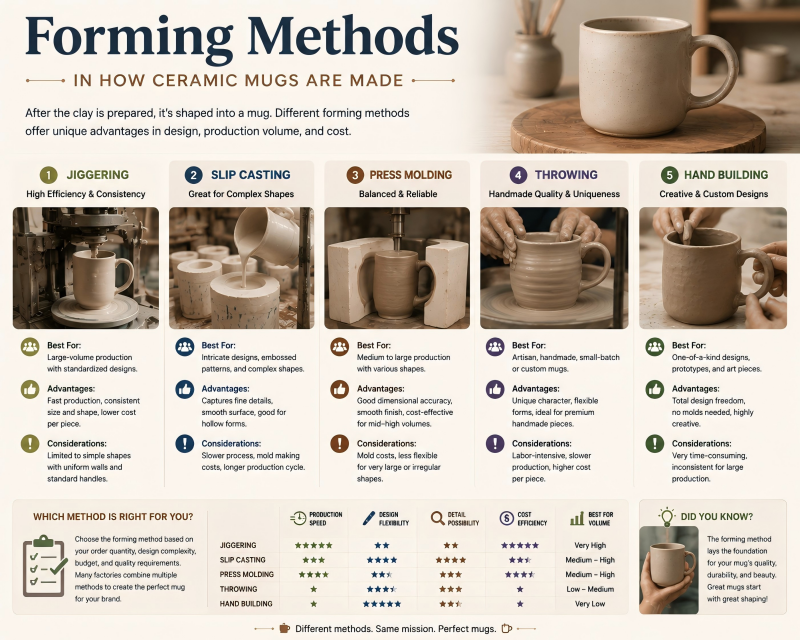 Forming methods in how ceramic mugs are made How ceramic mugs are made with slip casting vs jiggering — forming choices