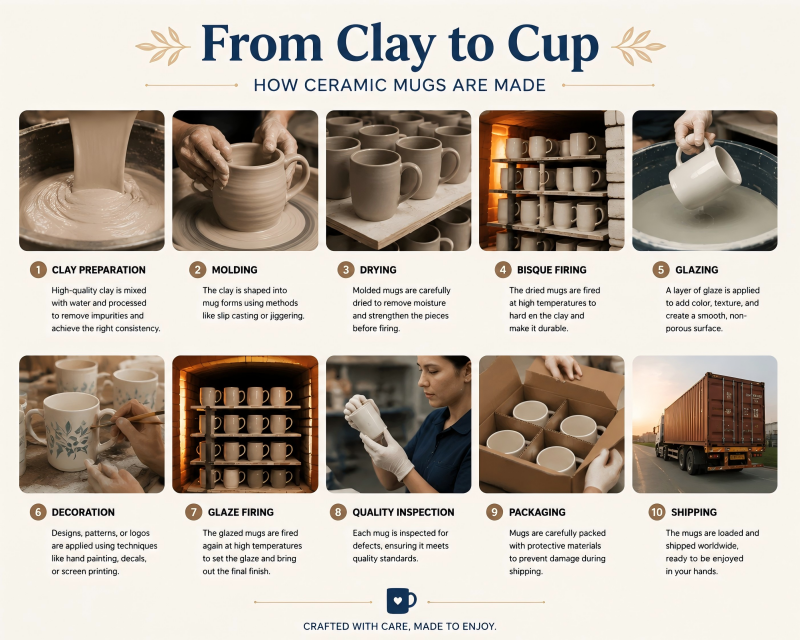 From clay to cup: how ceramic mugs are made How ceramic mugs are made from clay to cup — ceramic mug manufacturing process explained