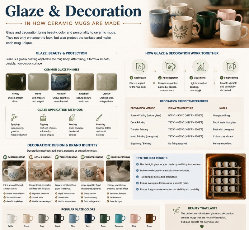 Glaze and decoration in how ceramic mugs are made How ceramic mugs are made with safe glazes and durable decoration — compliance first