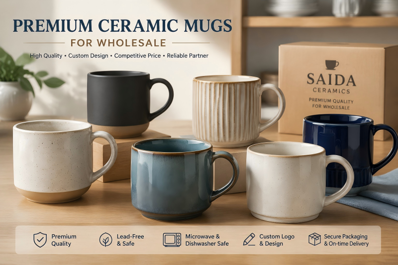 Premium Ceramic Mugs for Wholesale A collection of flawless, high quality ceramic mugs wholesale ready for shipment.
