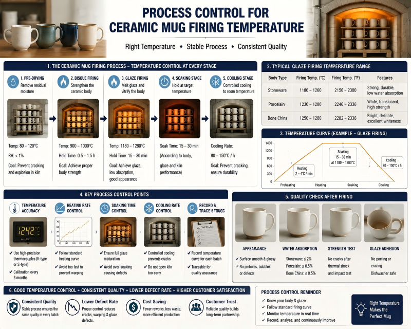 Process control for ceramic mug firing temperature ceramic mug firing temperature control chart on kiln logbook