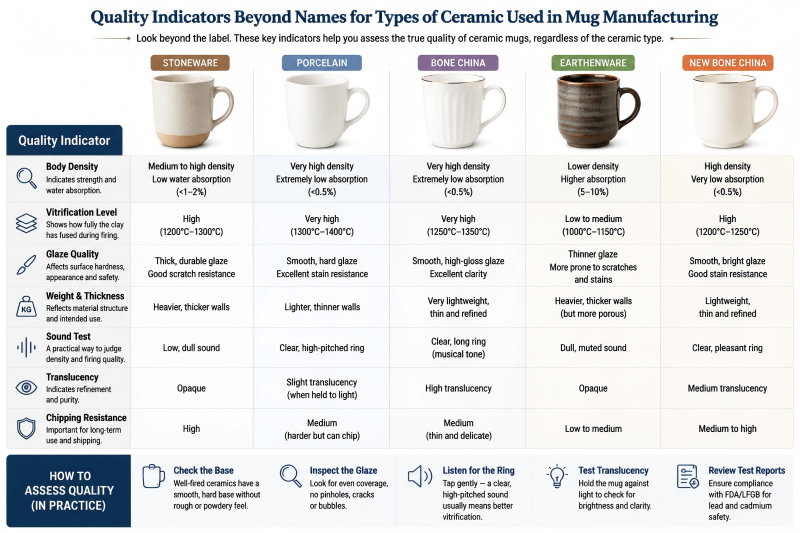 Quality indicators beyond names for types of ceramic used in mug manufacturing quality checks for types of ceramic used in mug manufacturing and ceramic mug materials