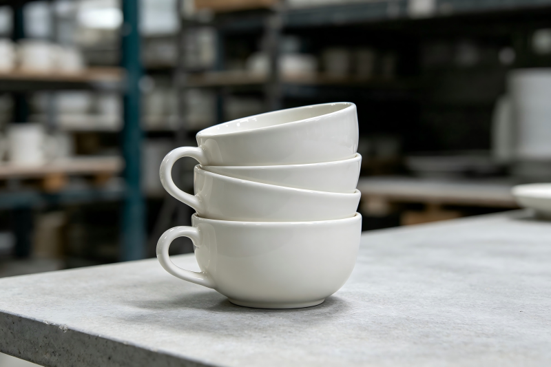 Reliable Wholesale Mug Supplier A close-up of a stack of high-quality ceramic mugs
