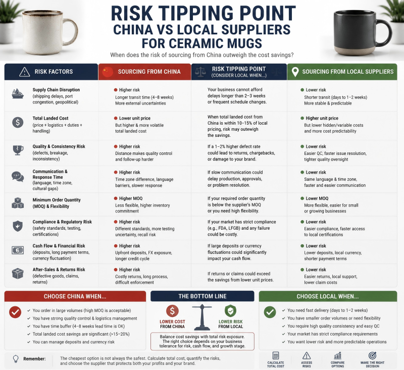 risk tipping point China vs local suppliers for ceramic mugs