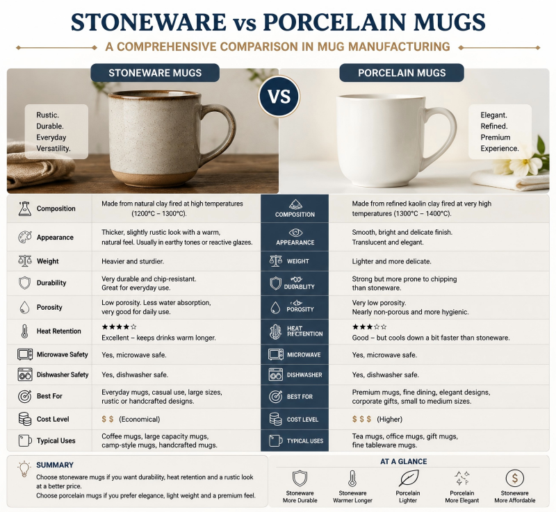 Stoneware vs porcelain mugs in types of ceramic used in mug manufacturing stoneware vs porcelain mugs comparison within types of ceramic used in mug manufacturing