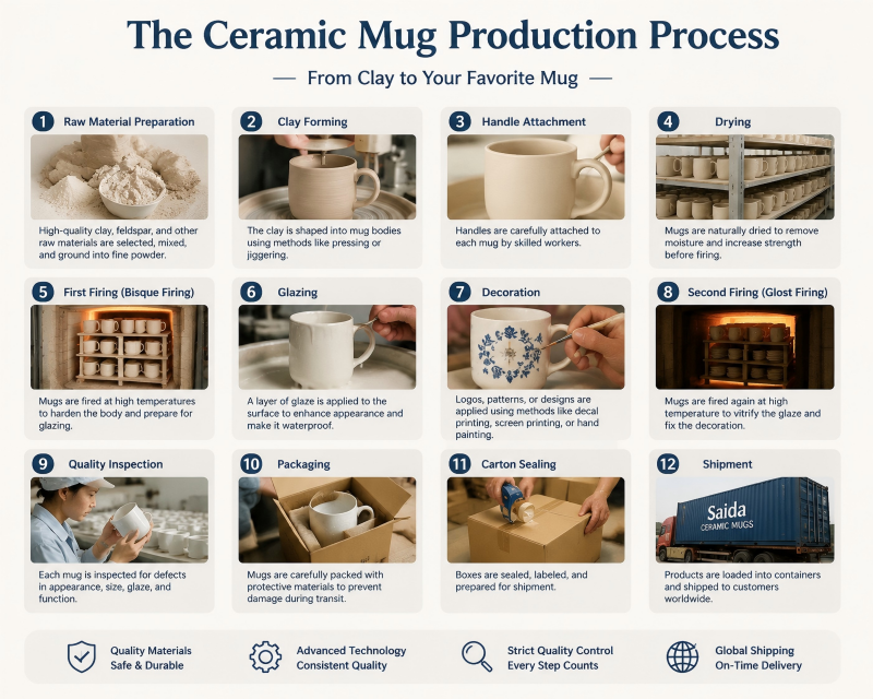 The Ceramic Mug Production Process An overview of the complete ceramic mug production process from clay to finished product.