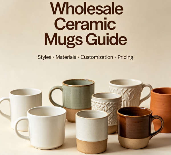 a collection of wholesale ceramic mugs ready for shipping