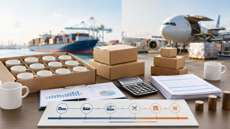 Cash Flow Impact of Shipping Choices An illustration of cash flow cycles for sea freight vs air freight.