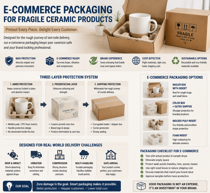 e-commerce packaging for fragile ceramic products and ceramic shipping box