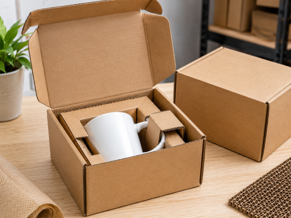 Smart Packaging Solutions for Retail Mug Sales A well-designed custom mug packaging box with corrugated inserts holding a ceramic mug securely.