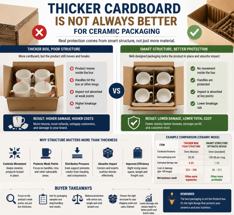 thicker cardboard myth in packaging for fragile ceramic products