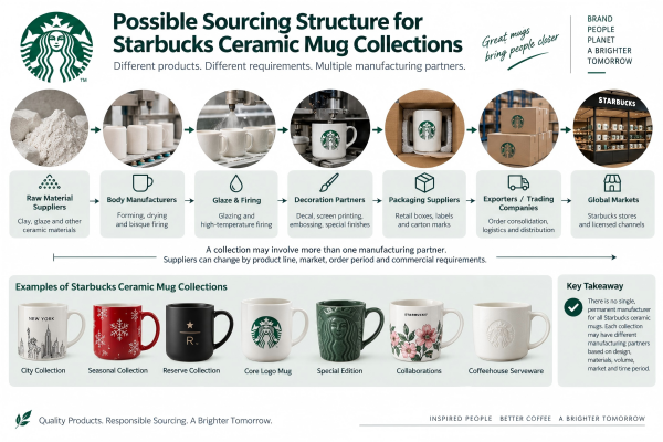 Possible sourcing structure for Starbucks ceramic mug collections Starbucks ceramic mugs made by different manufacturing partners