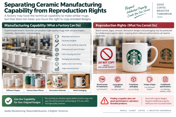 Separating ceramic manufacturing capability from reproduction rights Intellectual property limits for Starbucks ceramic mugs and custom designs